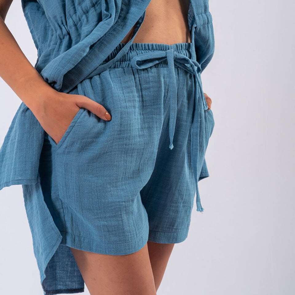 Müslin Mavi Şort
