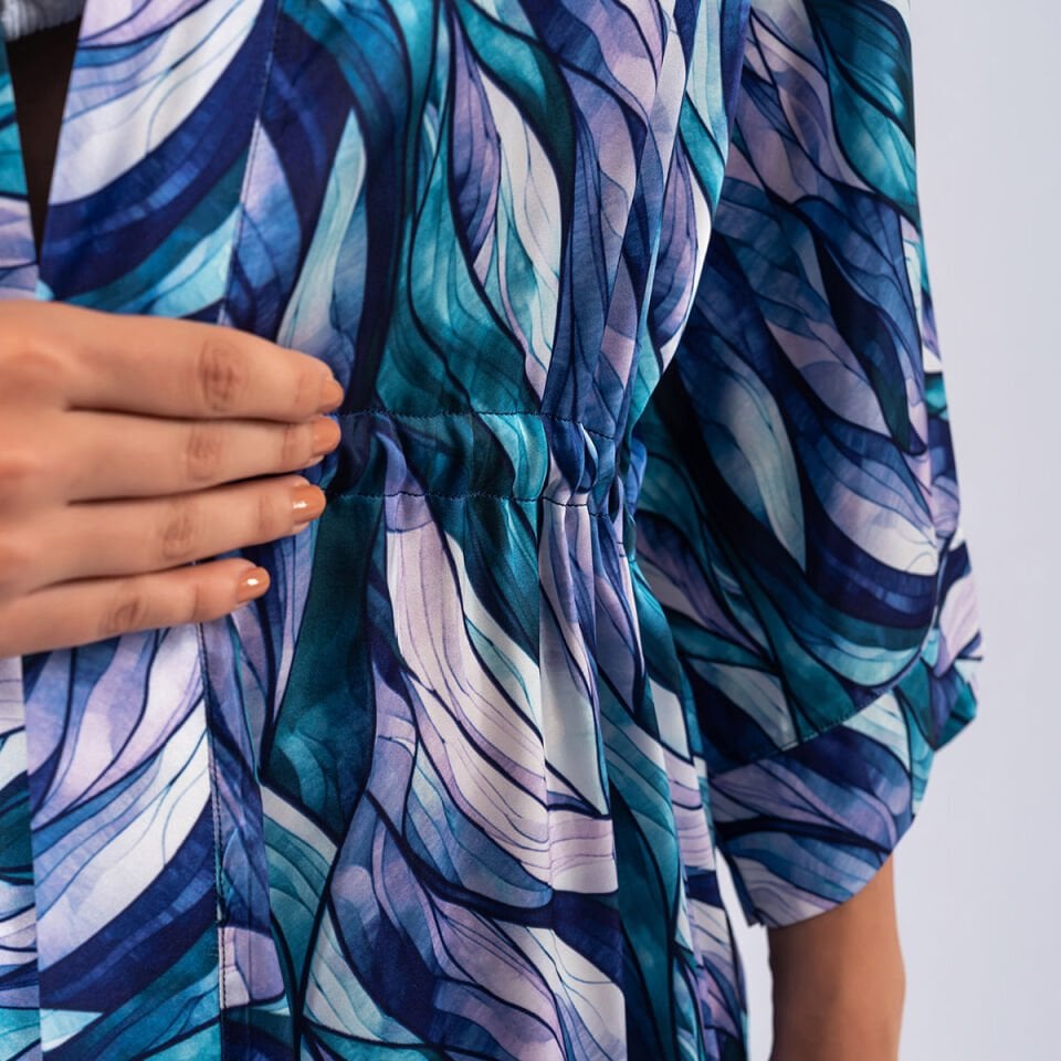 Saten İpek Mavi Pareo