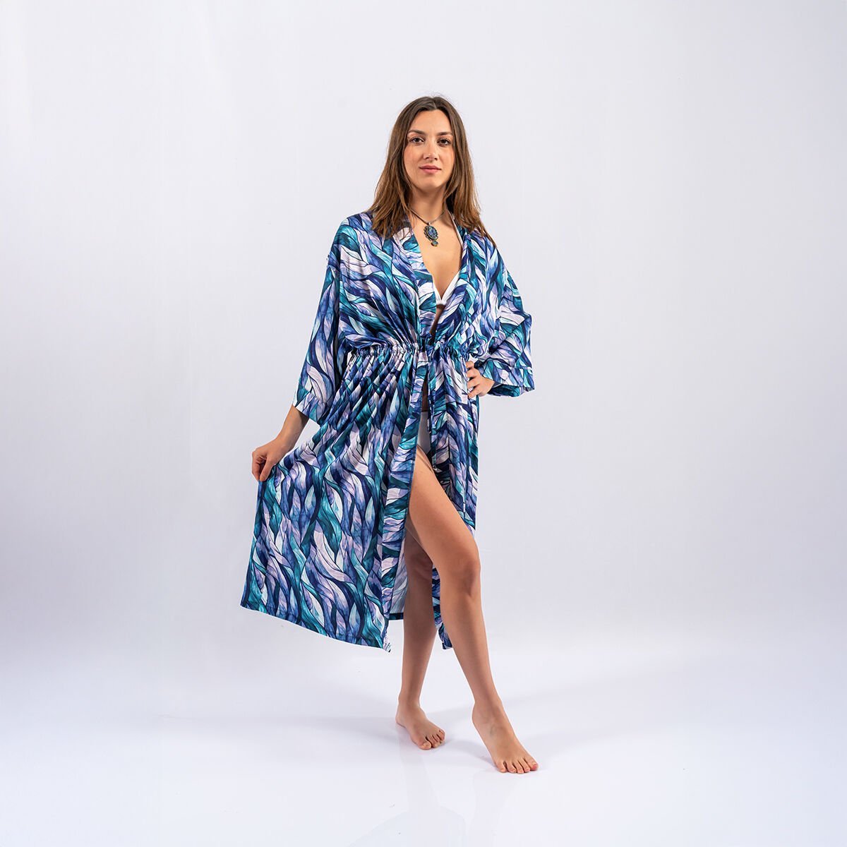 Saten İpek Mavi Pareo