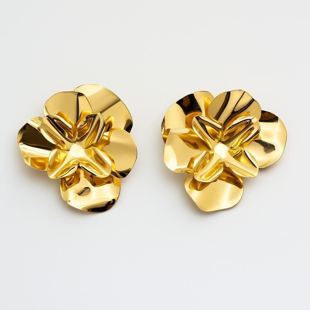 Golden Çiçek Küpe